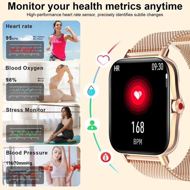 Alt view image 3 of 7 - Smart Watch for Women Android & iPhone, IP68 Waterproof Activity Fitness Tracker for Women with Bluetooth Call (Answer/Make), 1.69" HD Smartwatch with Heart Rate/Sleep Monitor, 3 Bands