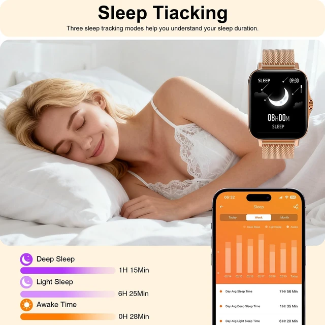 Alt view image 4 of 7 - Smart Watch for Women Android & iPhone, IP68 Waterproof Activity Fitness Tracker for Women with Bluetooth Call (Answer/Make), 1.69" HD Smartwatch with Heart Rate/Sleep Monitor, 3 Bands