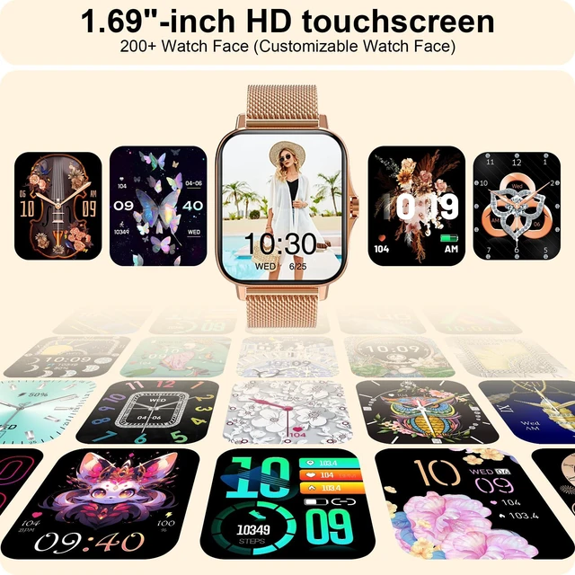 Alt view image 6 of 7 - Smart Watch for Women Android & iPhone, IP68 Waterproof Activity Fitness Tracker for Women with Bluetooth Call (Answer/Make), 1.69" HD Smartwatch with Heart Rate/Sleep Monitor, 3 Bands