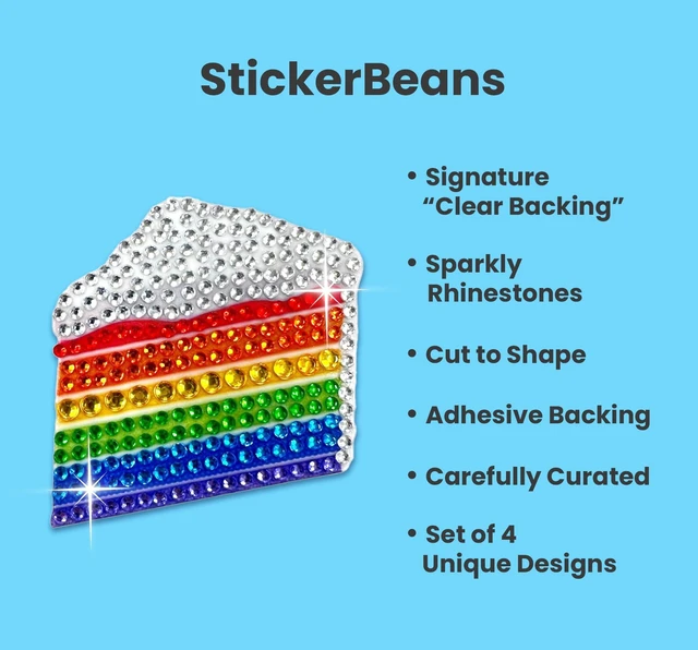 Alt view image 2 of 5 - ® Rhinestone Stickers - Happiness Sticker Pack, 2 x 2 Each Unique Sparkly Cut-to-Shape for Collecting, Trading, Decorating Laptops, Phone Cases, Scrapbooks
