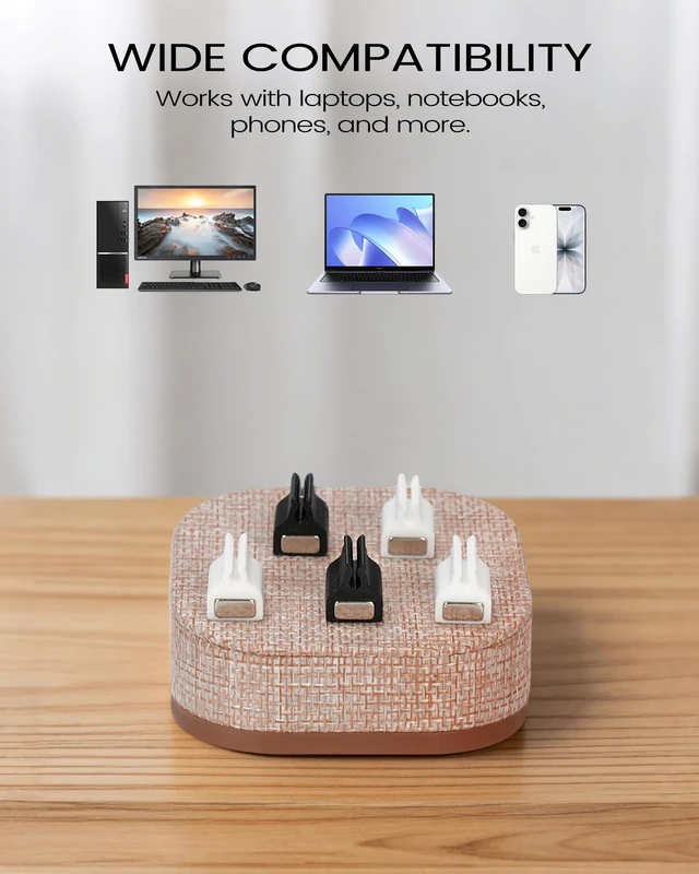 Alt view image 6 of 6 - Magnetic Cord Holder, 5 Cable Clips, Desk & Nightstand Organizer 2-In-1 Cable Management, Holds Up to 5 Cables, Anti-slip Base, Charging Accessory for Home, Office & Gift Giving