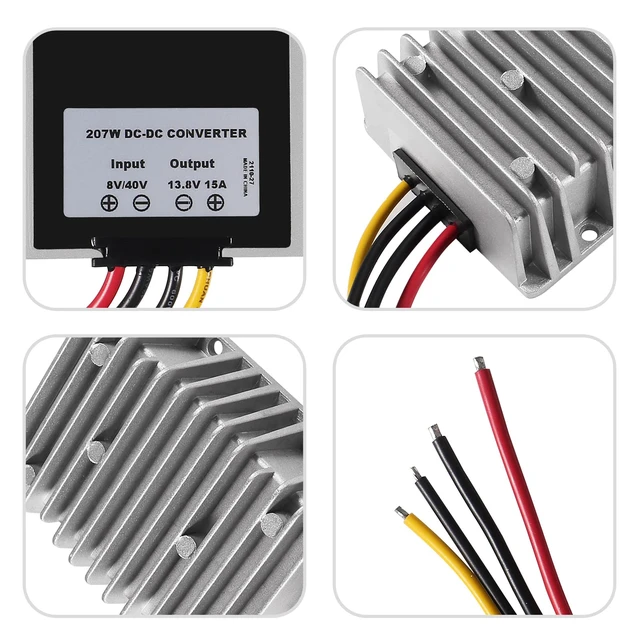 Alt view image 3 of 5 - DC Voltage Reducer Converter DC 8V/40V to 13.8V 15A Automatic Step Down Up Voltage Regulator Power Converter Waterproof Module Transformer for Golf Cart Club Car