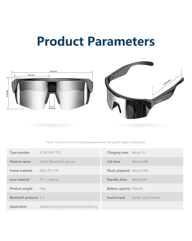 Alt view image 4 of 7 - Bluetooth Cycling Sunglasses for Adults, Smart Sports Glasses Sports sunglasses with Stereo Sound Speakers, UV400 Protection, Voice Assistant and Ergonomic Design, for Outdoor Activities