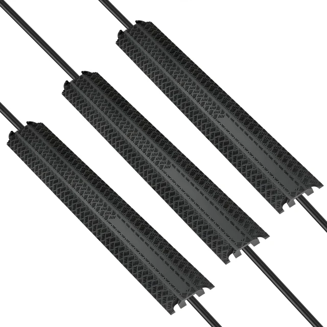 Main image of Floor Cord Cover for Wires on Floor,Cable Protector Ramp,3 Pack Heavy Duty TPR Floor Cable Cover,Drop Over Cable Ramp,Non Slip Cord Protector for Extension Cords,Hoses,Garage & Warehouse