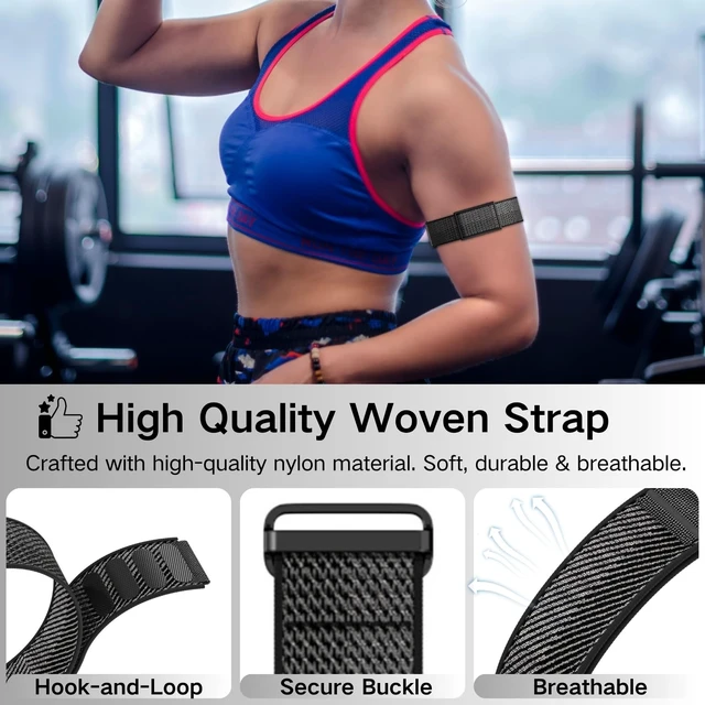Alt view image 5 of 7 - Bicep Bands Compatible for Polar Loop (2025) / Visible Armband 2.0 Straps Nylon Hook & Loop Weave Breathable Replacement Sport Arm/Ankle Wristbands with Buckle-No Tracker