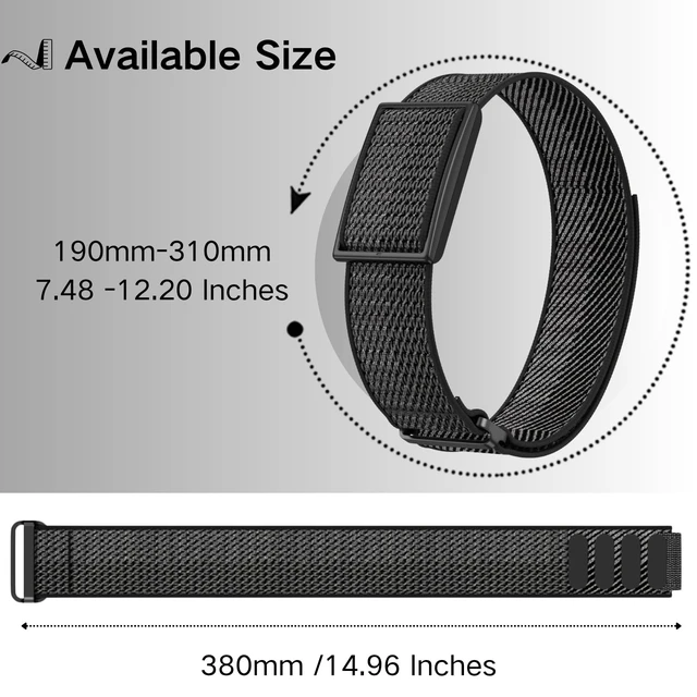 Alt view image 6 of 7 - Bicep Bands Compatible for Polar Loop (2025) / Visible Armband 2.0 Straps Nylon Hook & Loop Weave Breathable Replacement Sport Arm/Ankle Wristbands with Buckle-No Tracker