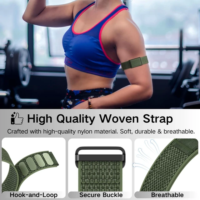 Alt view image 5 of 7 - Bicep Bands Compatible for Polar Loop (2025) / Visible Armband 2.0 Straps Nylon Hook & Loop Weave Breathable Replacement Sport Arm/Ankle Wristbands with Buckle-No Tracker