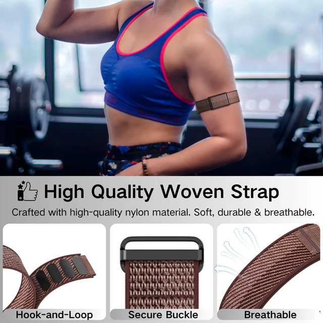 Alt view image 5 of 7 - Bicep Bands Compatible for Polar Loop (2025) / Visible Armband 2.0 Straps Nylon Hook & Loop Weave Breathable Replacement Sport Arm/Ankle Wristbands with Buckle-No Tracker