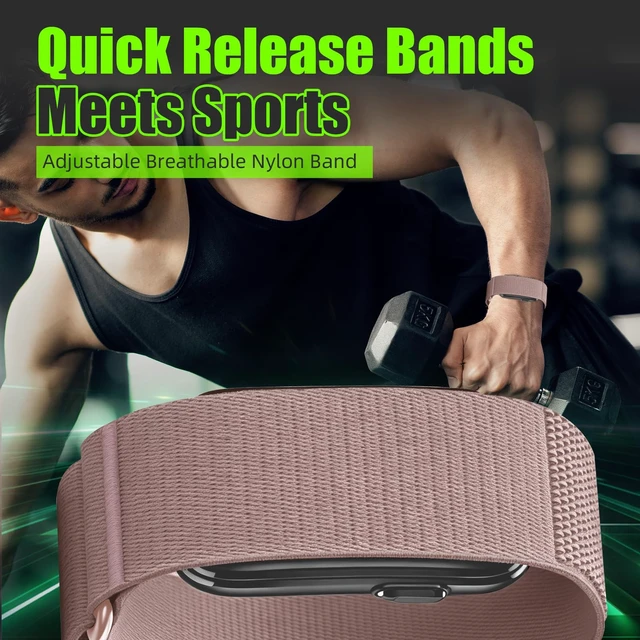 Alt view image 2 of 7 - Elastic Nylon Strap Compatible for Garmin Cirqa Smart Band Breathable Sport Replacement Bands with Quick Adjust System for Men Women,Adjustable Wristband Accessories for Gym Running