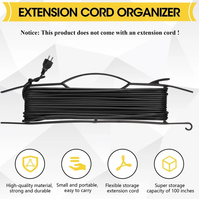 Alt view image 4 of 7 - 6 Pcs 15.7"extension Cord Storage, Xmas Light Organizer, Black Light Duty H-frame Extension Cord Holder, Christmas String Light Storage Wrap Organizer for Xmas Lites, Hoses, Ropes, Cables