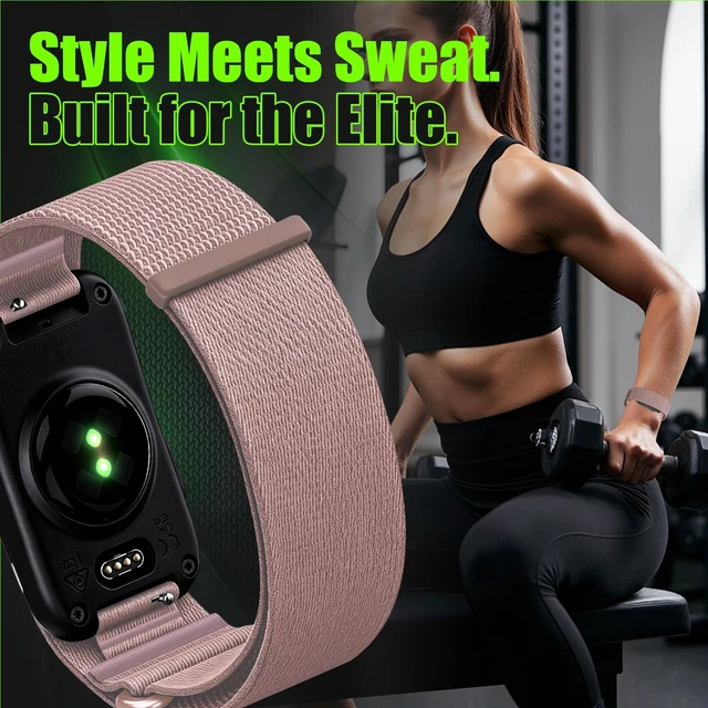 Alt view image 6 of 7 - Elastic Nylon Strap Compatible for Garmin Cirqa Smart Band Breathable Sport Replacement Bands with Quick Adjust System for Men Women,Adjustable Wristband Accessories for Gym Running