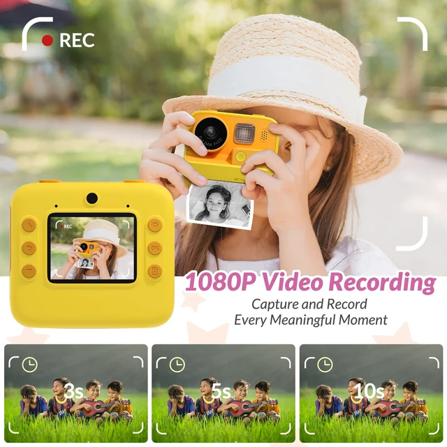 Alt view image 4 of 7 - Kids Camera Instant Print, 48MP Digital Camera with 32G Card,Orange Toys Gifts for Girls Boys Aged 3-12 for Christmas/Birthday/Holiday