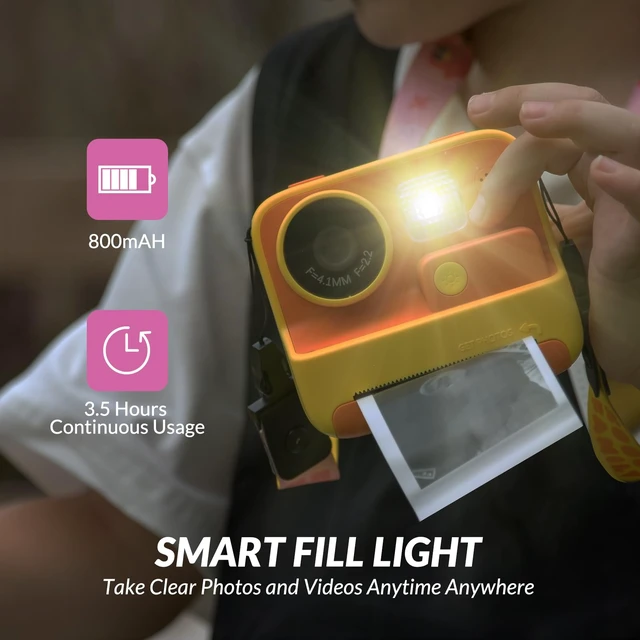 Alt view image 5 of 7 - Kids Camera Instant Print, 48MP Digital Camera with 32G Card,Orange Toys Gifts for Girls Boys Aged 3-12 for Christmas/Birthday/Holiday