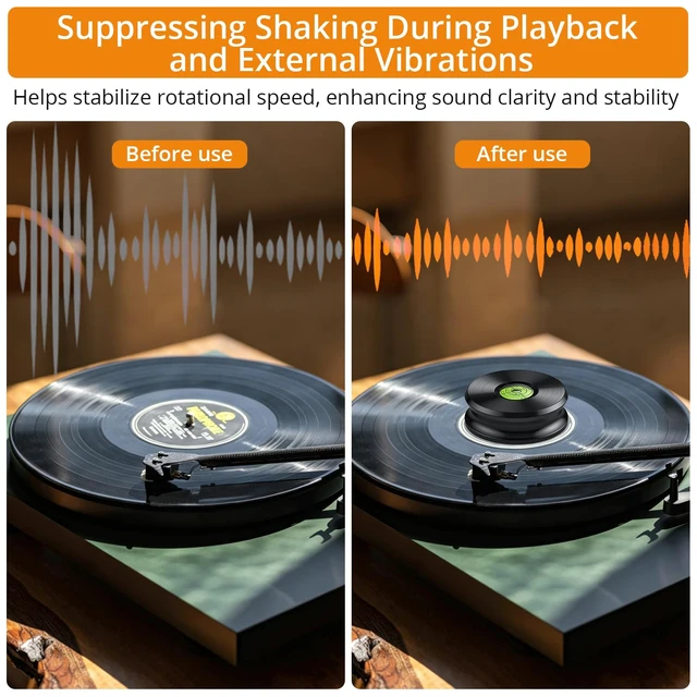 Alt view image 5 of 7 - Record Weight Stabilizer, 317g/11.18oz Record Weight, Vinyl Weight Built-in Bubble Level, Fits Under Most Protective Covers, Soft Felt Base Protects Records, Reduces Vibration for Richer