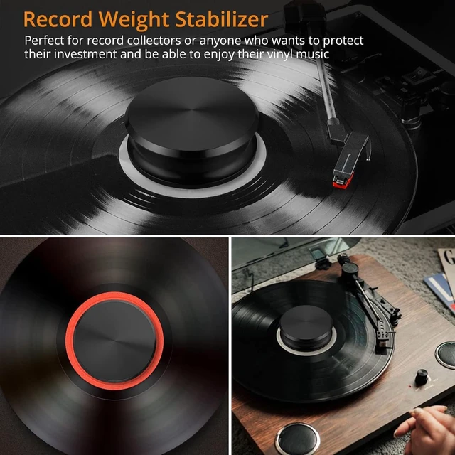 Alt view image 2 of 7 - Record Weight Stabilizer, Low-Profile Aluminum, 311g/11oz Record Weight, Turntable Accessory, Felt Anti-Slip Base, Mini Level, for Vintage Vinyl, Hi-Fi Listening