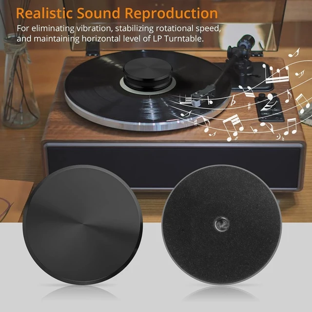 Alt view image 3 of 7 - Record Weight Stabilizer, Low-Profile Aluminum, 311g/11oz Record Weight, Turntable Accessory, Felt Anti-Slip Base, Mini Level, for Vintage Vinyl, Hi-Fi Listening