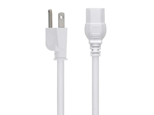 Alt view image 2 of 6 - Heavy Duty Power Cord - 6 Feet - White NEMA 5-15P to IEC 60320 C15, 14AWG, 15A, SJT, 125V, for PCs, Monitors, Scanners, and Printers