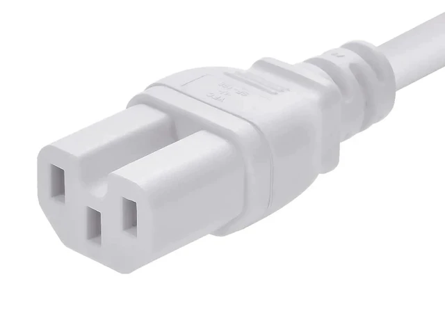 Alt view image 4 of 6 - Heavy Duty Power Cord - 6 Feet - White NEMA 5-15P to IEC 60320 C15, 14AWG, 15A, SJT, 125V, for PCs, Monitors, Scanners, and Printers