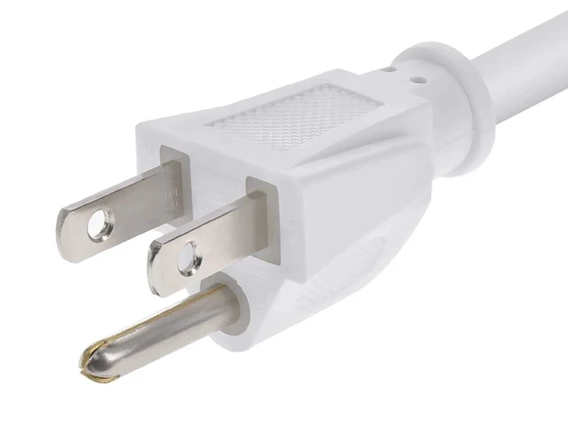 Alt view image 3 of 6 - Heavy Duty Power Cord - 6 Feet - White NEMA 5-15P to IEC 60320 C15, 14AWG, 15A, SJT, 125V, for PCs, Monitors, Scanners, and Printers