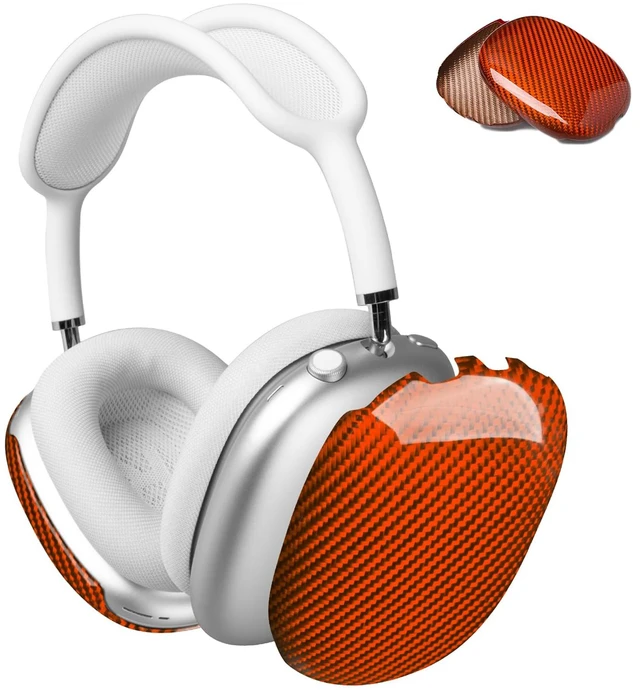 Main image of Case Cover Compatible with AirPods Max Glossy Orange Glass Fiber Glossy Ear Cups Covers,Hard Protective Anti-Scratch case Compatible with AirPods Max 2/1(Orange)