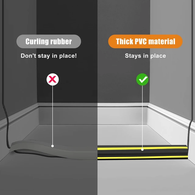 Alt view image 6 of 7 - 4 ft Cord Covers for Wires on Floor, Heavy Duty PVC Duct Floor Cord Cover, Floor Cable Cover Easy to Unroll Prevent Trip Hazard for Home Office or Outdoor Settings
