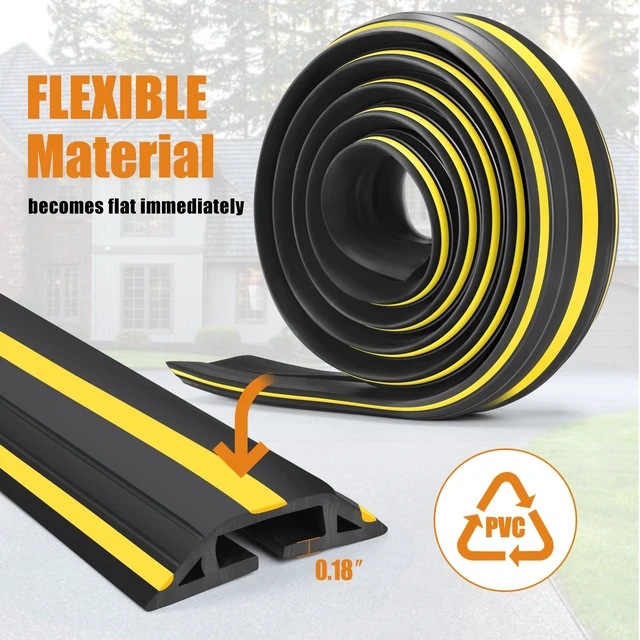 Alt view image 4 of 7 - 4 ft Cord Covers for Wires on Floor, Heavy Duty PVC Duct Floor Cord Cover, Floor Cable Cover Easy to Unroll Prevent Trip Hazard for Home Office or Outdoor Settings