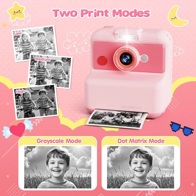 Alt view image 3 of 7 - Kids Camera Instant Print, 3.0'' Screen 48MP Kids Digital Camera Includes 32GB Card & 3 Rolls Print Paper, 7 Print Densities, Christmas Birthday Gifts for Children 3 4 5 6 7 8 9 10 Years Old