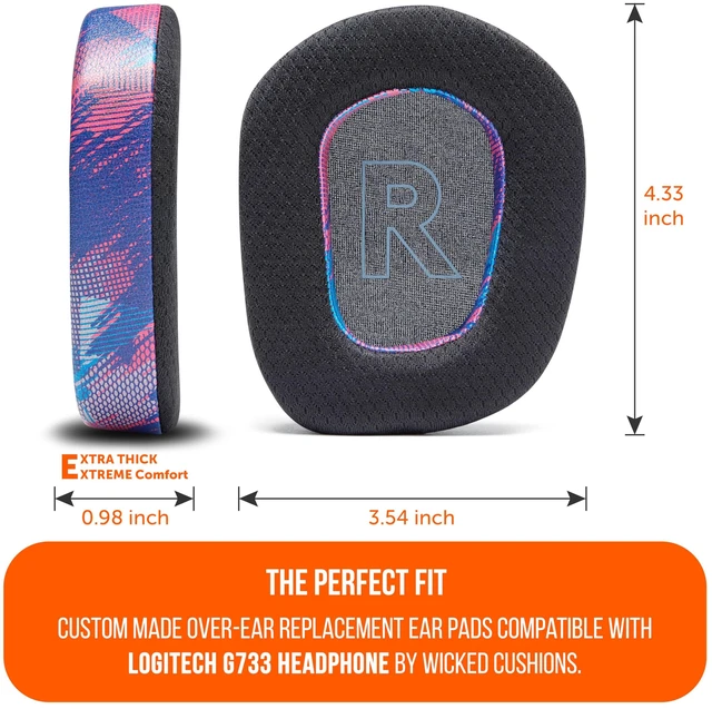 Alt view image 5 of 7 - Freeze G733 - Cooling Gel Earpads for Logitech G733 Headphones Made by Wicked Cushions Enhanced Comfort & Thickness with Cooling Gel Technology Speed Racer