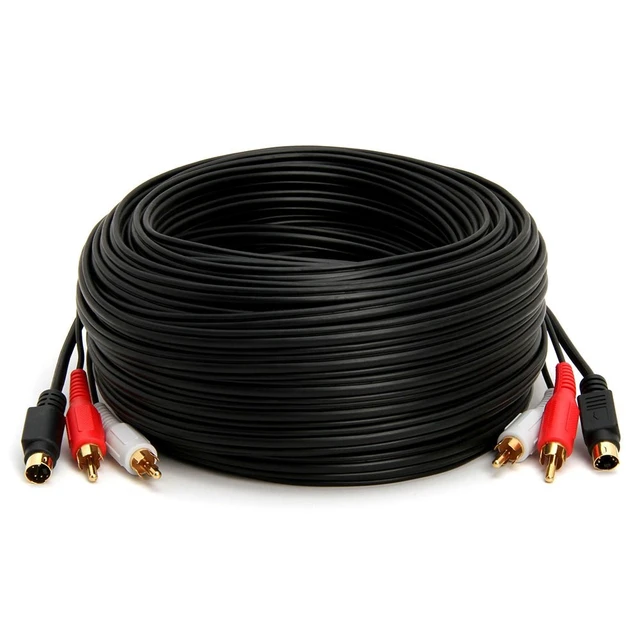Alt view image 2 of 3 - S Video Cable 100 ft SVHS 4-PIN Video Cable Mini Din S-Video Cord for Home Theater, Camcorder, DSS Receiver, DVD Player- Black