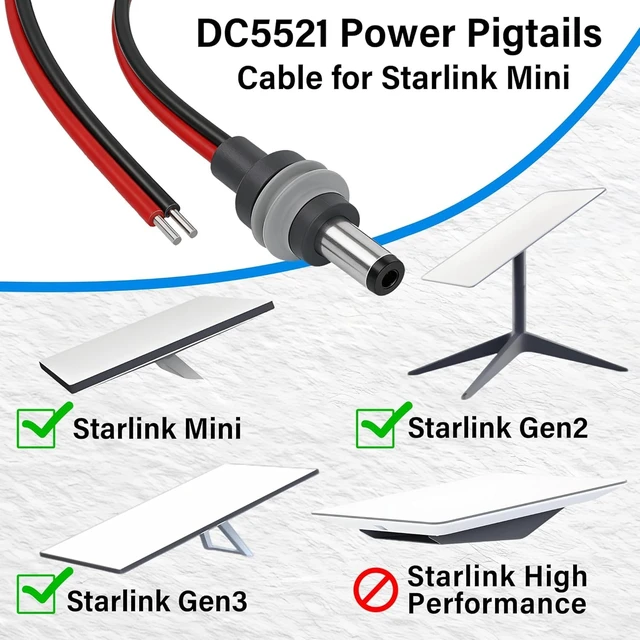 Alt view image 6 of 7 - 14AWG IP65 Waterproof Starlink Mini Power Extension Cable DC 5.5mm x 2.1mm Male Plug to Bare Wire Open End Power Supply Repair Cord,for RV Camping,Marine(6.5ft)
