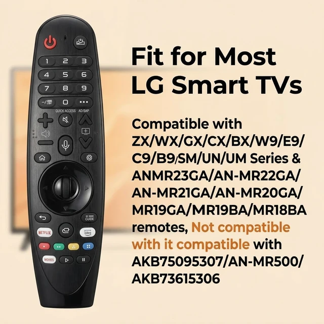 Alt view image 2 of 7 - Voice Magic Remote for LG Smart TV Replacement, Magic Remote Control with Pointer & Voice for OLED QNED NanoCell WebOS TVs, Compatible with AKB75855501, AN-MR20GA, MR19BA,MR18BA, MR650A