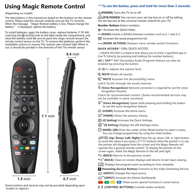 Alt view image 7 of 7 - Voice Magic Remote for LG Smart TV Replacement, Magic Remote Control with Pointer & Voice for OLED QNED NanoCell WebOS TVs, Compatible with AKB75855501, AN-MR20GA, MR19BA,MR18BA, MR650A