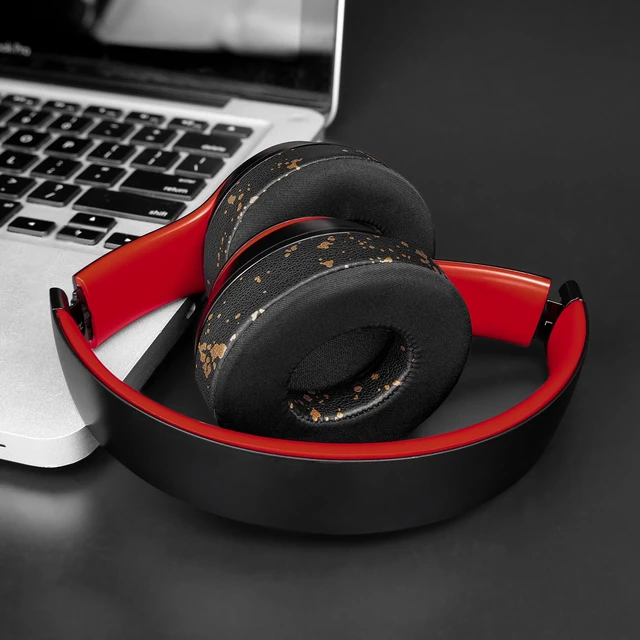 Alt view image 2 of 7 - Cooling Gel Earpads Replacement for Beats Solo 2 & Solo 3 Wireless On-Ear Headphones, Ear Pads Cushions with High-Density Noise Isolation Foam, Added Thickness - Black Gold