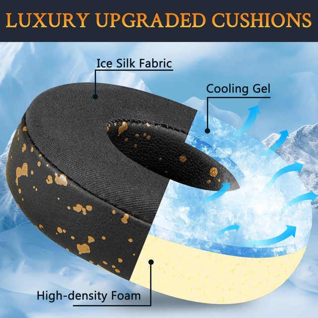Alt view image 5 of 7 - Cooling Gel Earpads Replacement for Beats Solo 2 & Solo 3 Wireless On-Ear Headphones, Ear Pads Cushions with High-Density Noise Isolation Foam, Added Thickness - Black Gold
