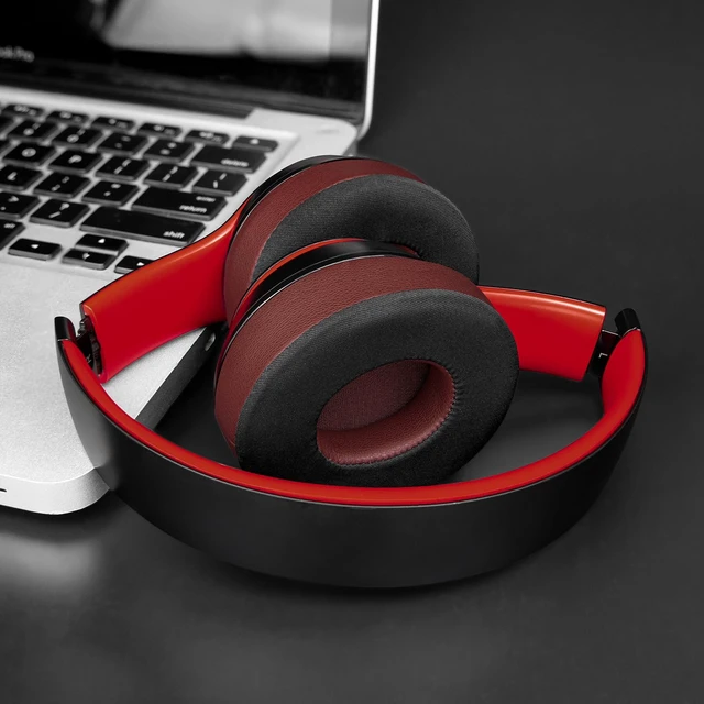 Alt view image 2 of 7 - Cooling Gel Earpads Replacement for Beats Solo 2 & Solo 3 Wireless On-Ear Headphones, Ear Pads Cushions with High-Density Noise Isolation Foam, Added Thickness - Burgundy