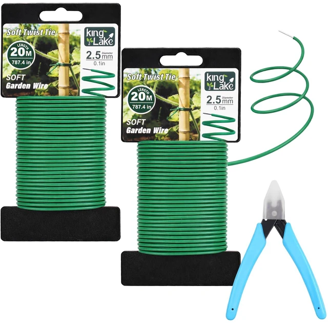 Main image of Green Garden Wire with Pliers - 132 Feet 2.5mm Garden Ties Soft Plant Twist Ties Plant Wire for Climbing Plants Tomatoes Support Vines Vegetables Flowers Indoor & Outdoor Gardening Training