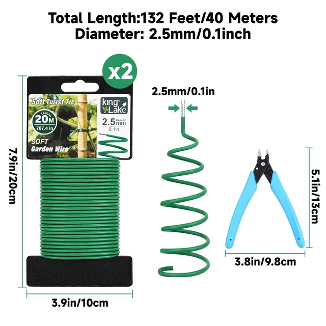 Alt view image 2 of 7 - Green Garden Wire with Pliers - 132 Feet 2.5mm Garden Ties Soft Plant Twist Ties Plant Wire for Climbing Plants Tomatoes Support Vines Vegetables Flowers Indoor & Outdoor Gardening Training