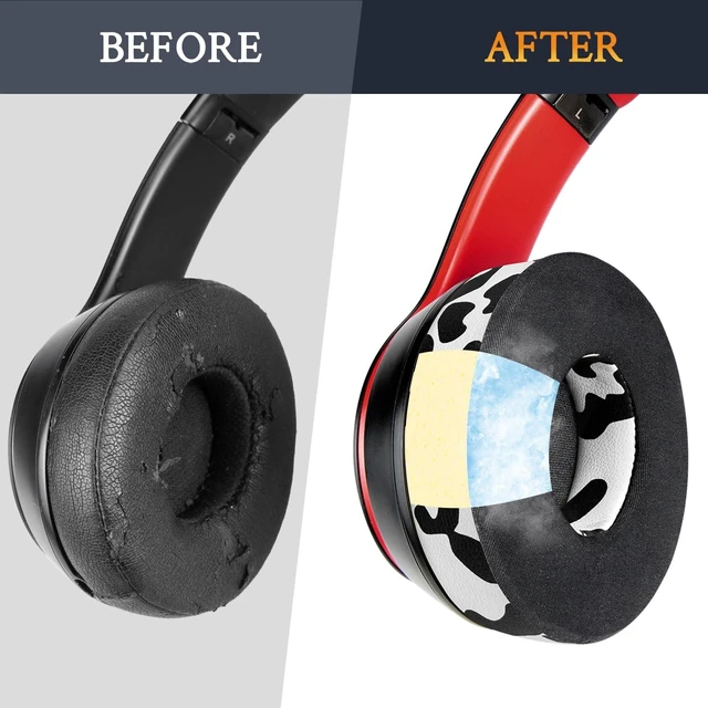 Alt view image 6 of 7 - Cooling Gel Earpads Replacement for Beats Solo 2 & Solo 3 Wireless On-Ear Headphones, Ear Pads Cushions with High-Density Noise Isolation Foam, Added Thickness - Snow Leopard