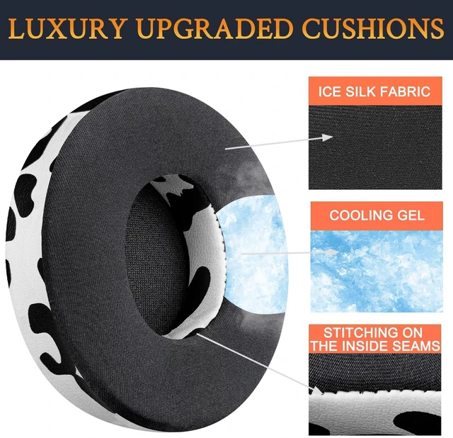 Alt view image 5 of 7 - Cooling Gel Earpads Replacement for Beats Solo 2 & Solo 3 Wireless On-Ear Headphones, Ear Pads Cushions with High-Density Noise Isolation Foam, Added Thickness - Snow Leopard