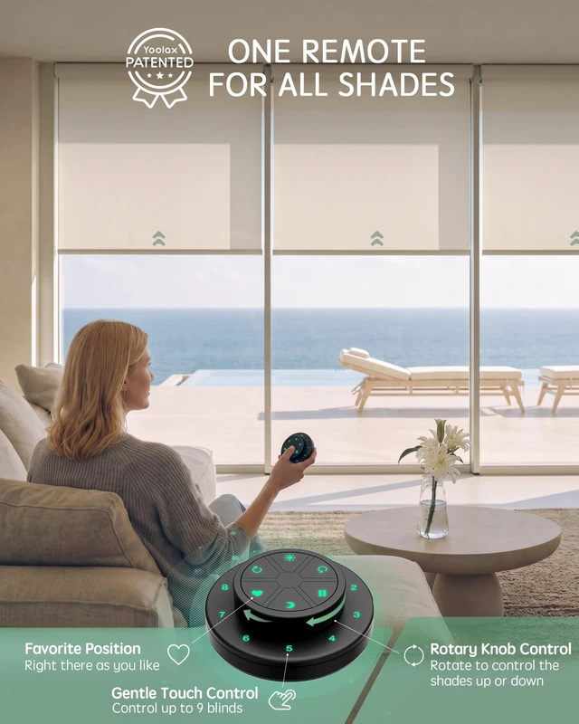 Alt view image 2 of 6 - 9-Channel Lightwirl Remote, Works with All Motorized Shades Seperate & Group Control, Favorite Position, Precise Adjustment, Compact, Screen-Free Design, Wall Mount or Handheld, Black
