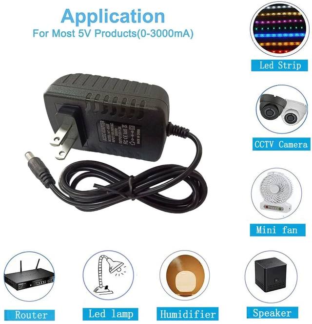 Alt view image 5 of 6 - 5V 3A DC Power Supply Adapter AC 100V~240V to DC 5Volt Power Supply 3A 15W Converter 5.5X 2.5mm Plug 5Volt 3Amp 2A 1A Power Adapter for 5V LED Lights Security Camera Security System (Pack of 2)