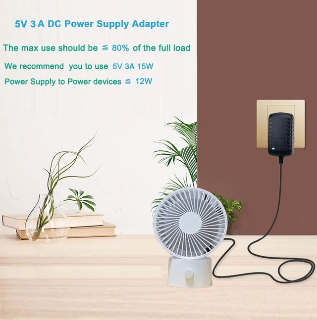 Alt view image 6 of 6 - 5V 3A DC Power Supply Adapter AC 100V~240V to DC 5Volt Power Supply 3A 15W Converter 5.5X 2.5mm Plug 5Volt 3Amp 2A 1A Power Adapter for 5V LED Lights Security Camera Security System (Pack of 2)