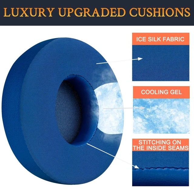 Alt view image 4 of 7 - Cooling Gel Earpads Replacement for Beats Solo 2 & Solo 3 Wireless On-Ear Headphones, Ear Pads Cushions with High-Density Noise Isolation Foam, Added Thickness - Blue