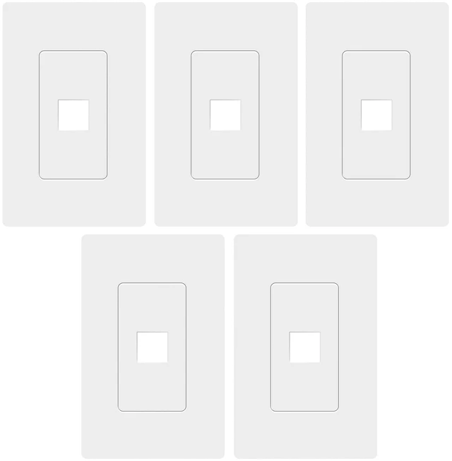 Main image of 1 Port RJ45 Keystone Screwless Wall Plate, Cat5 Cat6 Jack Module Compatible, Size 1-Gang 4.69" x 2.93", Port 0.60" x 0.50", Polycarbonate Thermoplastic, SI8871-5PCS, Glossy, White (5 Pack)