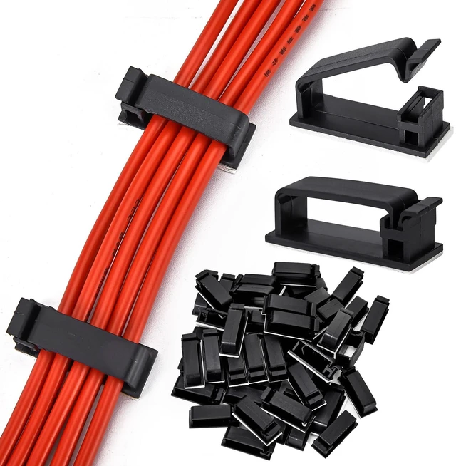 Main image of 5Pcs Self Adhesive Cable Management Clips,Cable Organizers Wire Clips Cord Holder for PC Laptop Ethernet Cable Desktop Home Office(2.1 x 0.75 x 0.28, Black)