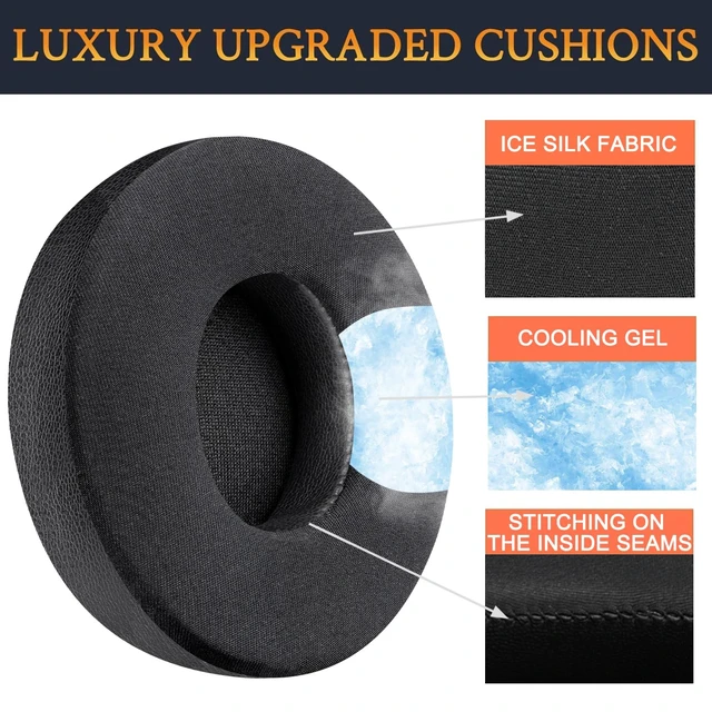 Alt view image 4 of 7 - Cooling Earpads for Beats Solo 3 & Solo 2 - Black Do Not Fit Beats (Studio Over-Ear, Solo HD, Solo 4)