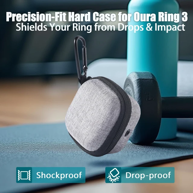 Alt view image 6 of 7 - Protective Case for Oura Ring Gen 3 EVA Hard Shell Travel Pouch Gray Travel Pouch for Ring& Charger & CableShockproof, Compact & Lightweight with Carabiner, Travel Must
