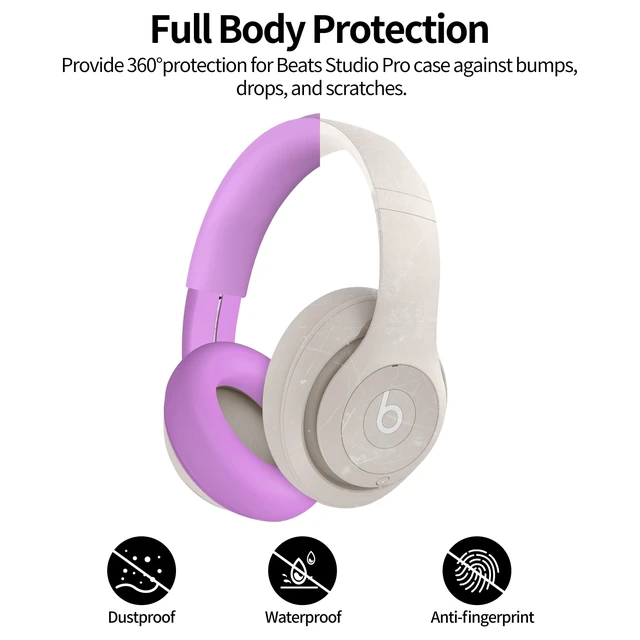 Alt view image 3 of 7 - Silicone Case for Beats Studio Pro - 3 in 1 Anti-Scratch Ear Pad, Headband & Shell Cover - Soft Silicone Skin Protector (Purple)
