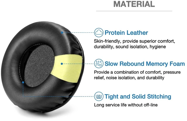 Alt view image 2 of 7 - HDJ X5 X7 X10 Replacement Ear Pads Compatible with Pioneer HDJ-X7 HDJ-X5 HDJ-X10 DJ Headphones Premium Protein Leather Memory Foam Ear Cushions
