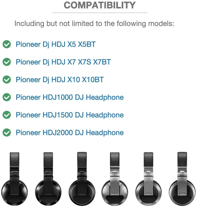 Alt view image 4 of 7 - HDJ X5 X7 X10 Replacement Ear Pads Compatible with Pioneer HDJ-X7 HDJ-X5 HDJ-X10 DJ Headphones Premium Protein Leather Memory Foam Ear Cushions